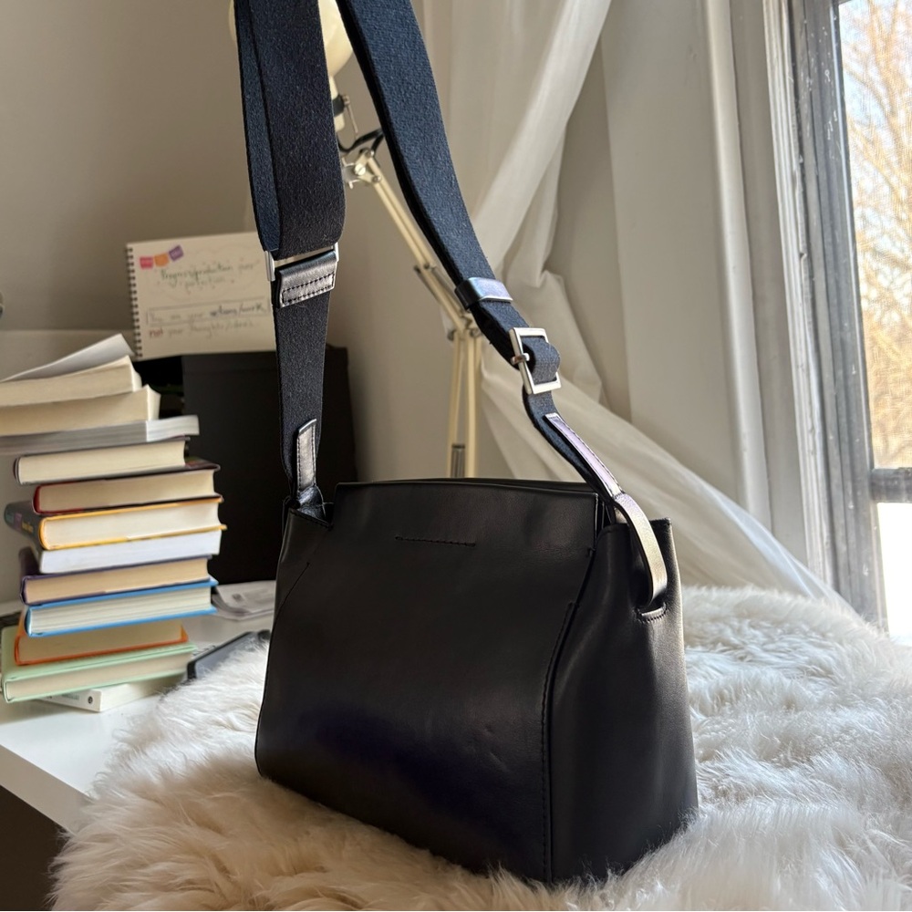 Black Leather Crossbody Shoulder Bag